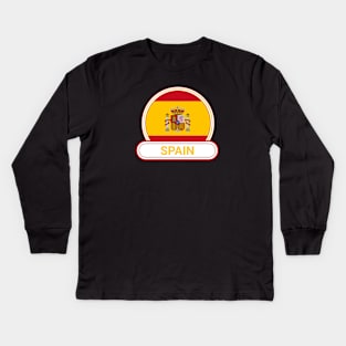 Spain Country Badge - Spain Flag Kids Long Sleeve T-Shirt